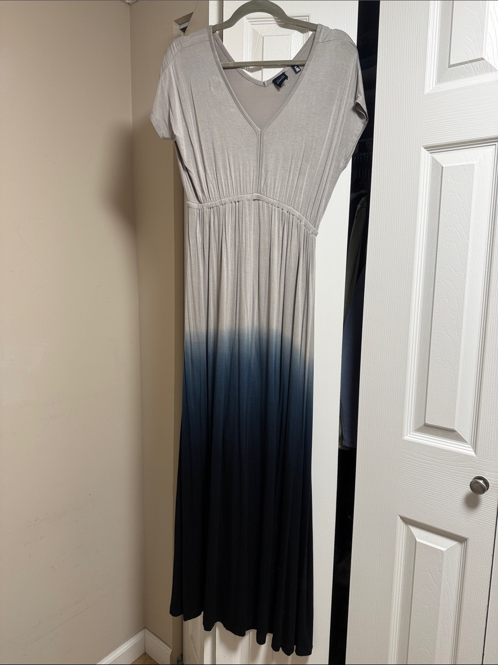 V-Neck Ombre Maxi Dress in Light Gray to Black by Blue Saks Fifth Avenue